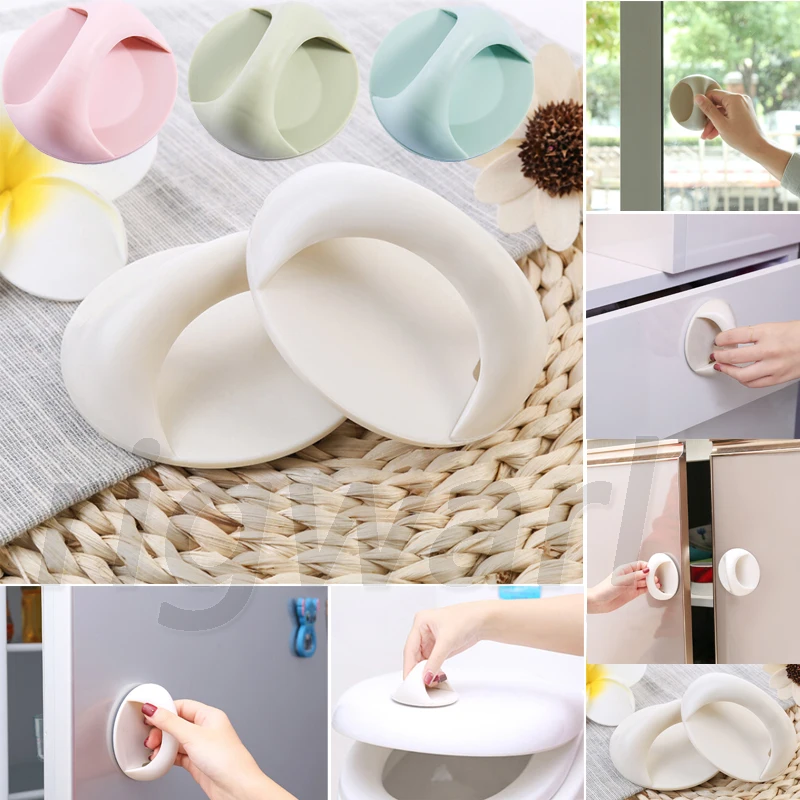 

New paste door and window handle round sliding door handle self-adhesive drawer handle cabinet door toilet lid handle