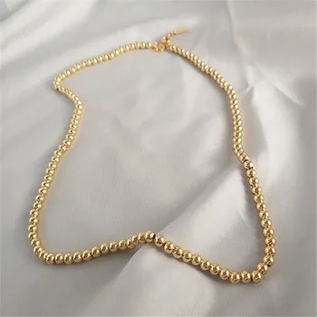 

RUIYI Real 925 Sterling Silver Korean Style Women Classic 4MM Beads Chain Chokers Girls Wedding Birthday Jewelry Cool Necklace