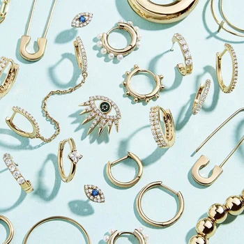 

Fashion Double Circle Huggie Earrings for Women Geometric Statement Safety Pin Ear Piercing Cartilage Earring Ear Cuff Jewelry