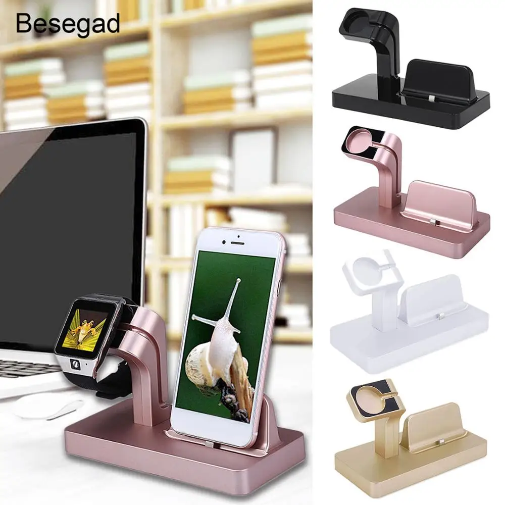 Зарядная подставка Besegad 2 в 1 док станция для Apple Watch iWatch i Wach iwach Series 3 4 iPhone 6 S 7 8 X plus