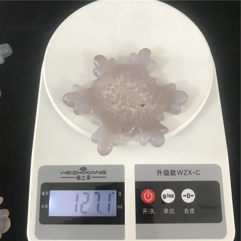 Snowflake 130g Натуральный драгоценный камень минеральный кристалл агата отверстие Снежинка Хранитель рейки Целебный Камень DIY украшения Рождественские подарки сувенир - Цвет: Snowflake 130g