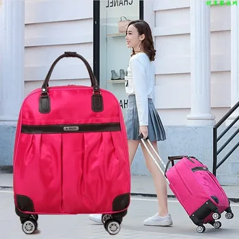 

Women Travel Luggage handbag girls trolley bags Cabin Waterproof Oxford Rolling Trolley suitcase Lady on Wheels wheels Drag bag