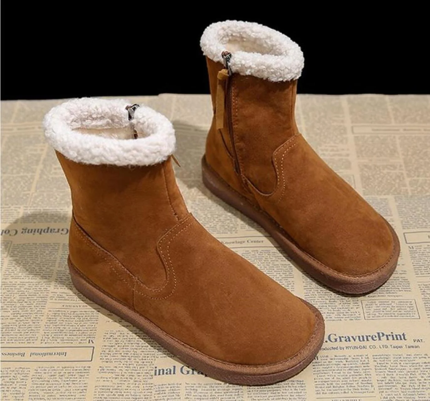 Женские теплые ботинки Camel коричневые короткие из хлопка с бархатной подкладкой