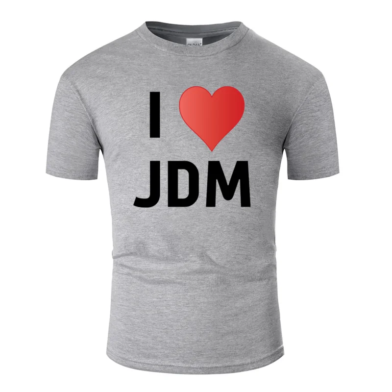 Креативная футболка с надписью «i love jdm» для мужчин,, одежда, трендовая Мужская футболка, короткий рукав, против морщин, топы - Цвет: Men-Gray