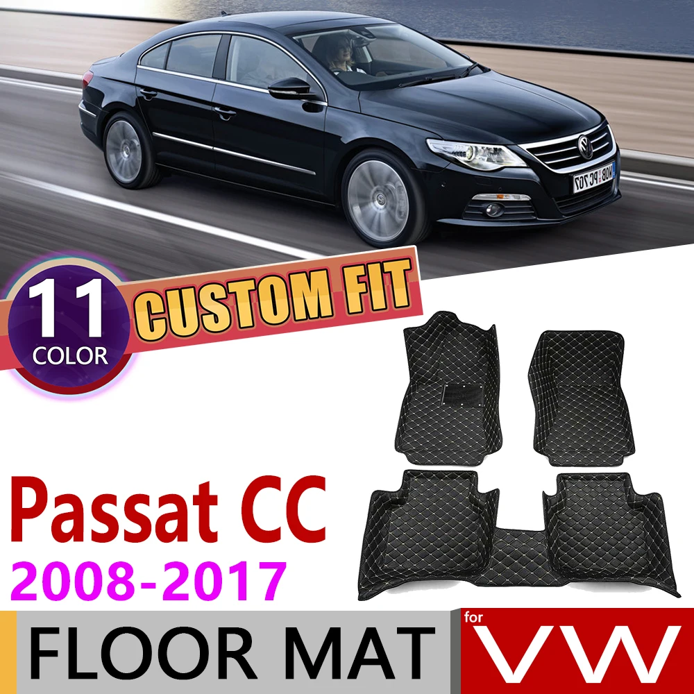 

Custom Car Leather Floor Mats for Volkswagen VW Passat CC 2008~2017 5 Seats Foot Pad Carpet Accessories 2009 2010 2011 2012 2013