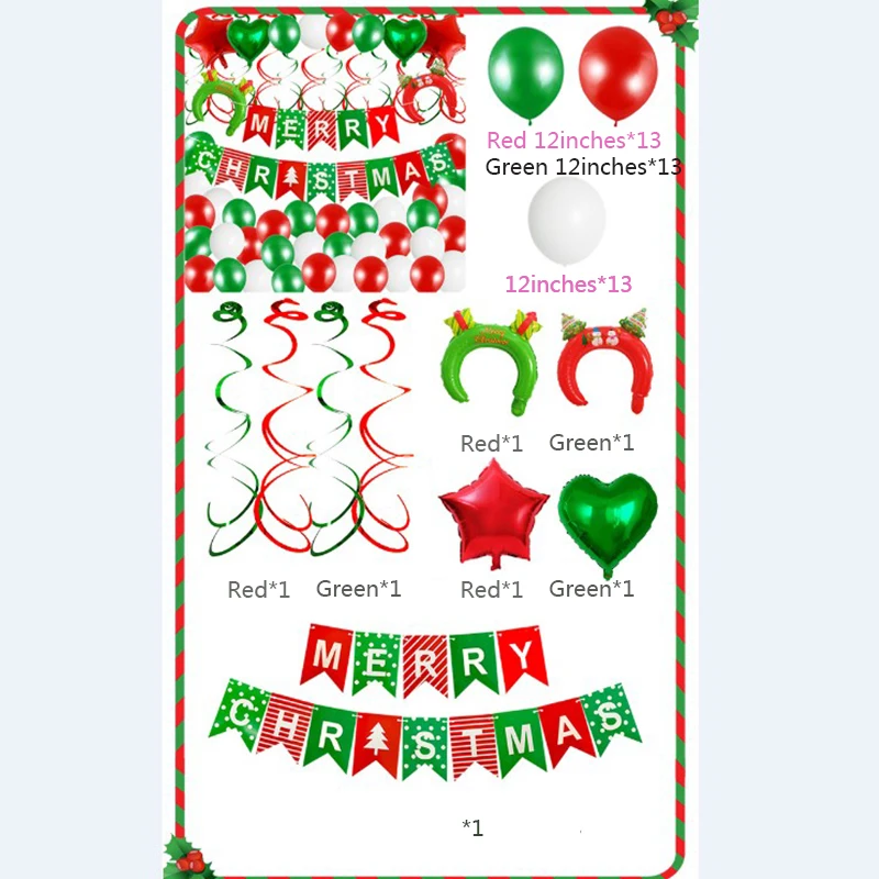 12 дюймов воздушный шар из фольги украшение для рождественской вечеринки Опора веселые рождественские воздушные шары комплект со спиральным полоса флаг-потянув блесток - Цвет: B