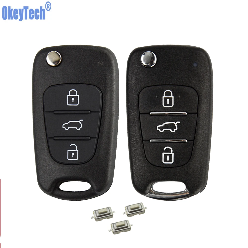 

OkeyTech for Kia Rio 3 Sportage K2 K3 K5 Seat Cerato Covers Shell Case Flip Blank Car Key Replacement Keys for Hyundai I30 2010