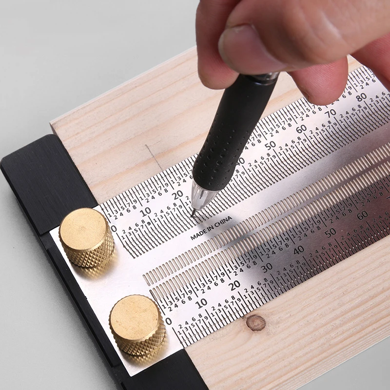 

120-400mm Woodworking Scribe Marking Line Gauge T-Type Ruler Square Miter 90 Degree Gauge Measuring Gauging Carpenter DIY Tools