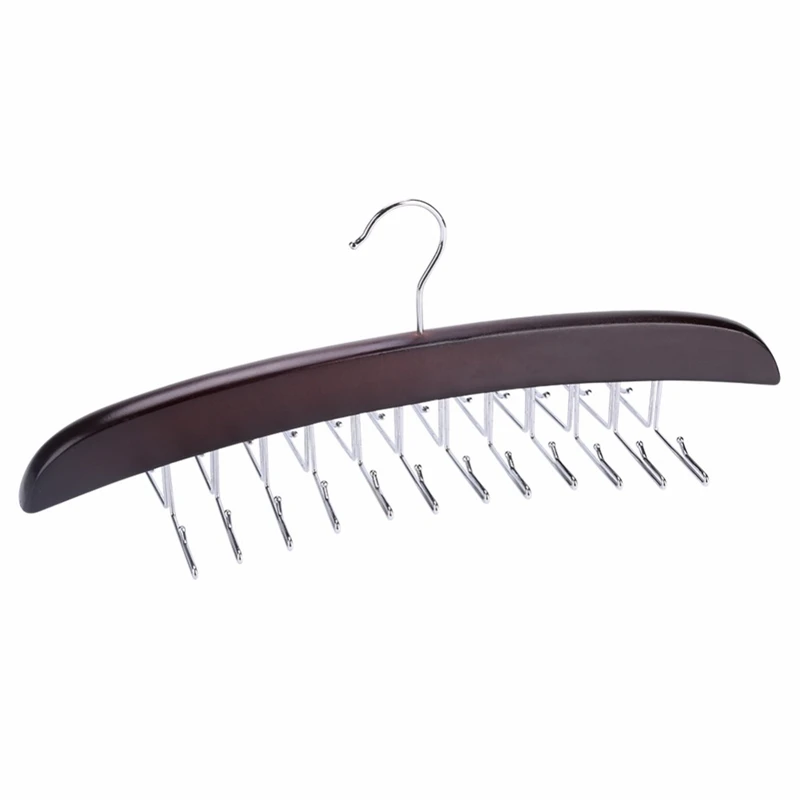 

Wooden Necktie Tie Hanger Rack Scarf Organizer Holder with 24 Hooks for Home
