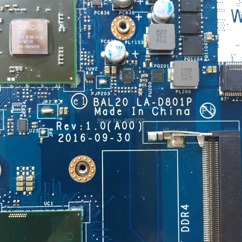 astounding  Laptop Motherboard BAL20 LA-D801P CN-0Y8N7H/02PVGT Y8N7H DDR4 with SR2ZU i5-7200U 2.5GHz For Dell I