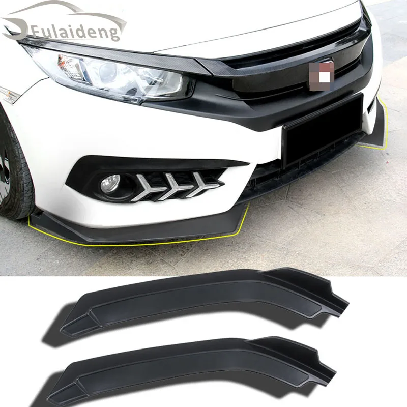 Для Honda Civic Sedan ABS Матовый Черный Автомобильный передний бампер для губ диффузоры рассеиватели Canard Автомобиль Стайлинг Аксессуары 2 шт