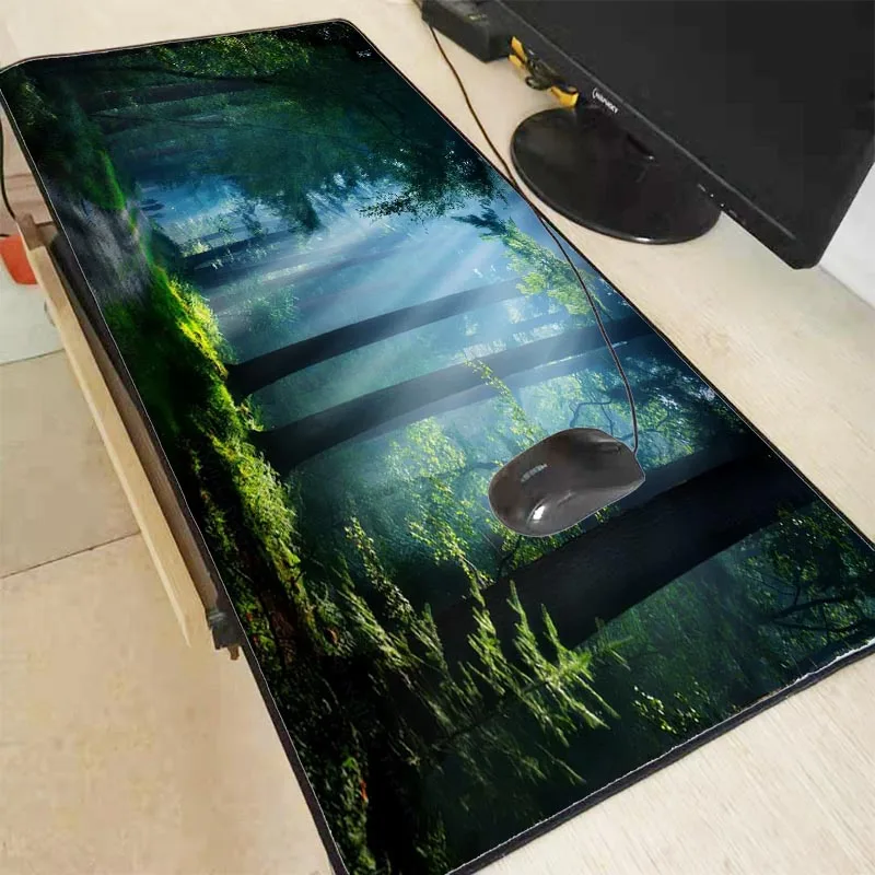

Nature Blue Forest Snow Large Mouse Pad Gaming Mousepad Anti-slip Natural Rubber Gaming Mouse Mat with Locking Edge