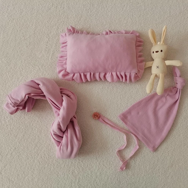 1set Newborn Photography Props Blanket Baby Receiving Blanket Beanie Cap Pillow Doll Set Infants Foto Fotografia Accessories bed comforters Bedding