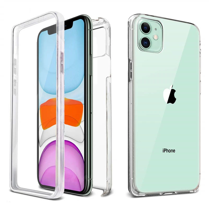 360 силиконовый защитный чехол на для айфона apple iphone 11 pro Max XR X 7 8 plus плюс XS MAX 6S 6 plus 5S 5 SE прозрачный противоударный чехол для защитная телефона смартфон чехлы