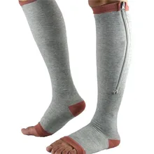 Новинка, компрессионные носки на молнии, для мужчин и женщин, поддерживающие гольфы, женские, с открытым носком, тонкие, Анти-усталость, эластичные носки, высокие носки унисекс