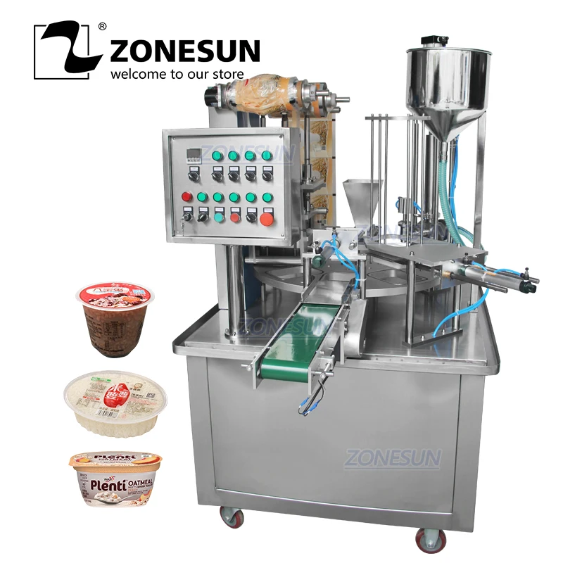ZONESUN полностью автоматическая ZS-GF900I kcup роторная машина для наполнения и