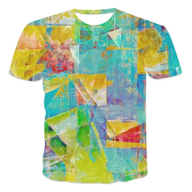 Colorful 3d graffiti printing men's T-shirt fashion tops 2021 summer casual breathable retro style cost-effective summer T-shirt wms050