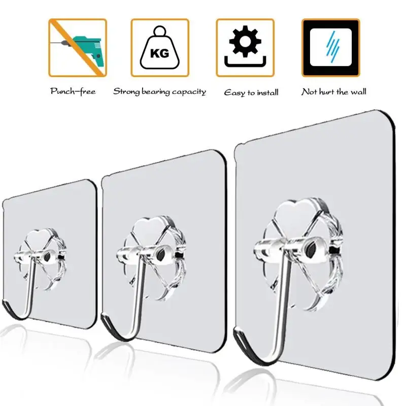 3 Pcs Hooks Transparent Strong Self Adhesive Door Wall Hangers Suction Heavy Load Rack Cup Sucker For Kitchen Bathroom New | Дом и сад