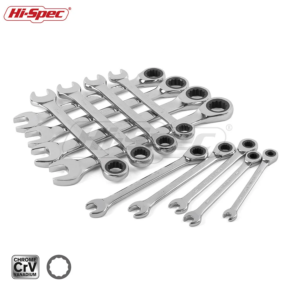 

Hi-Spec 13pc Ratchet Combination Wrench Set 6 8 9 10 11 12 13 14 15 16 17 18 19mm High Torque Spanner Set Gear Ring Wrench