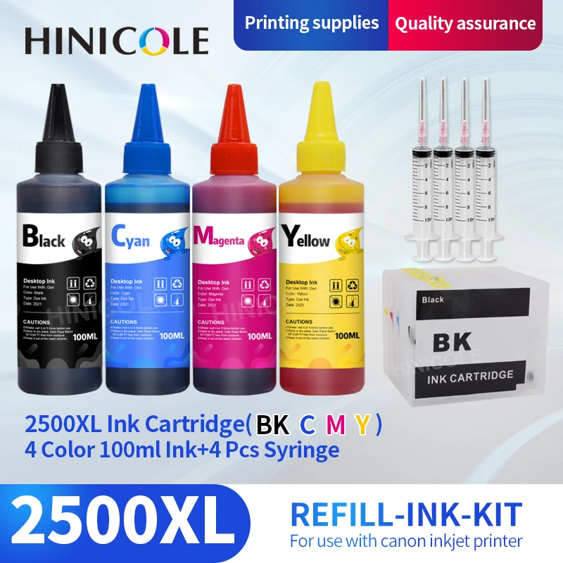 

Hinicole PGI-2500 c- 2500xl PGI2500 перезаправляемый чернильный картридж совместимый для Canon MAXIFY MB5150 MB5450 IB4150 чернила для принтера