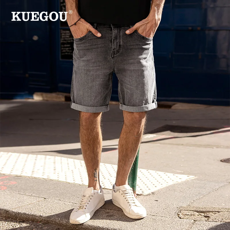 KUEGOU 2022 Cotton Men's Jeans Short 