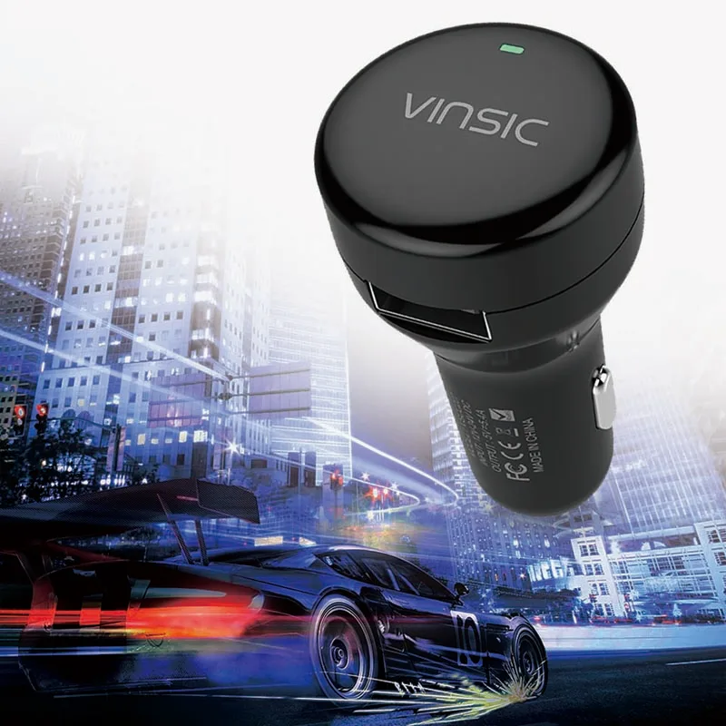 Vinsic светодиодный дисплей usb type C двойной порт автомобильное зарядное устройство Универсальный мобильный телефон автомобильное зарядное устройство для Xiaomi samsung S8 S9 iPhone X планшет