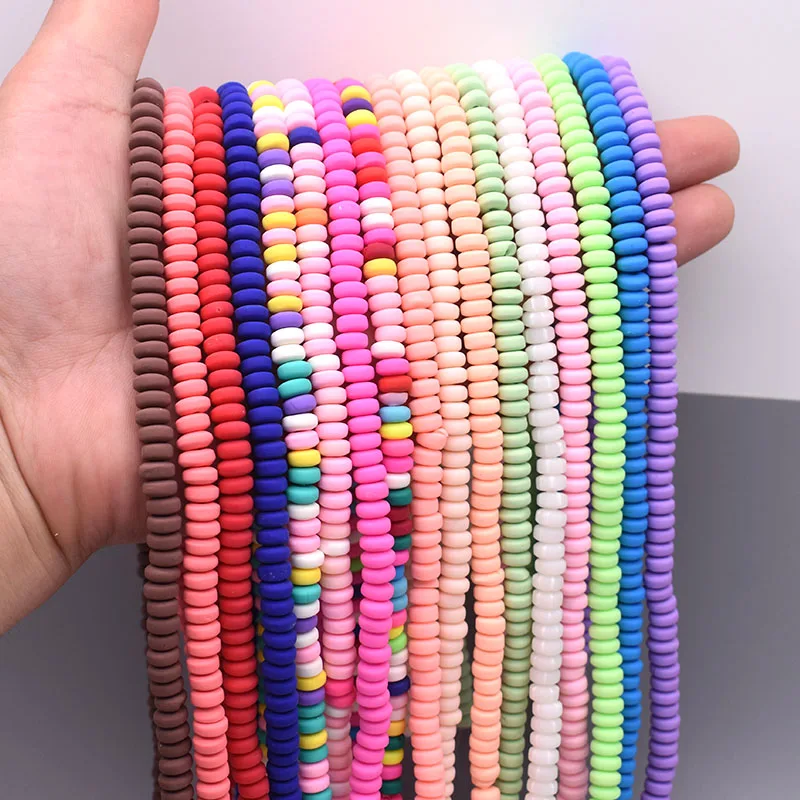 

Polymer Clay Loose Spacer Beads Colour Handmade 7mm Ellipse And 6mm Bucket Clay Beads For Jewelry Making DIY Necklace Bracelet