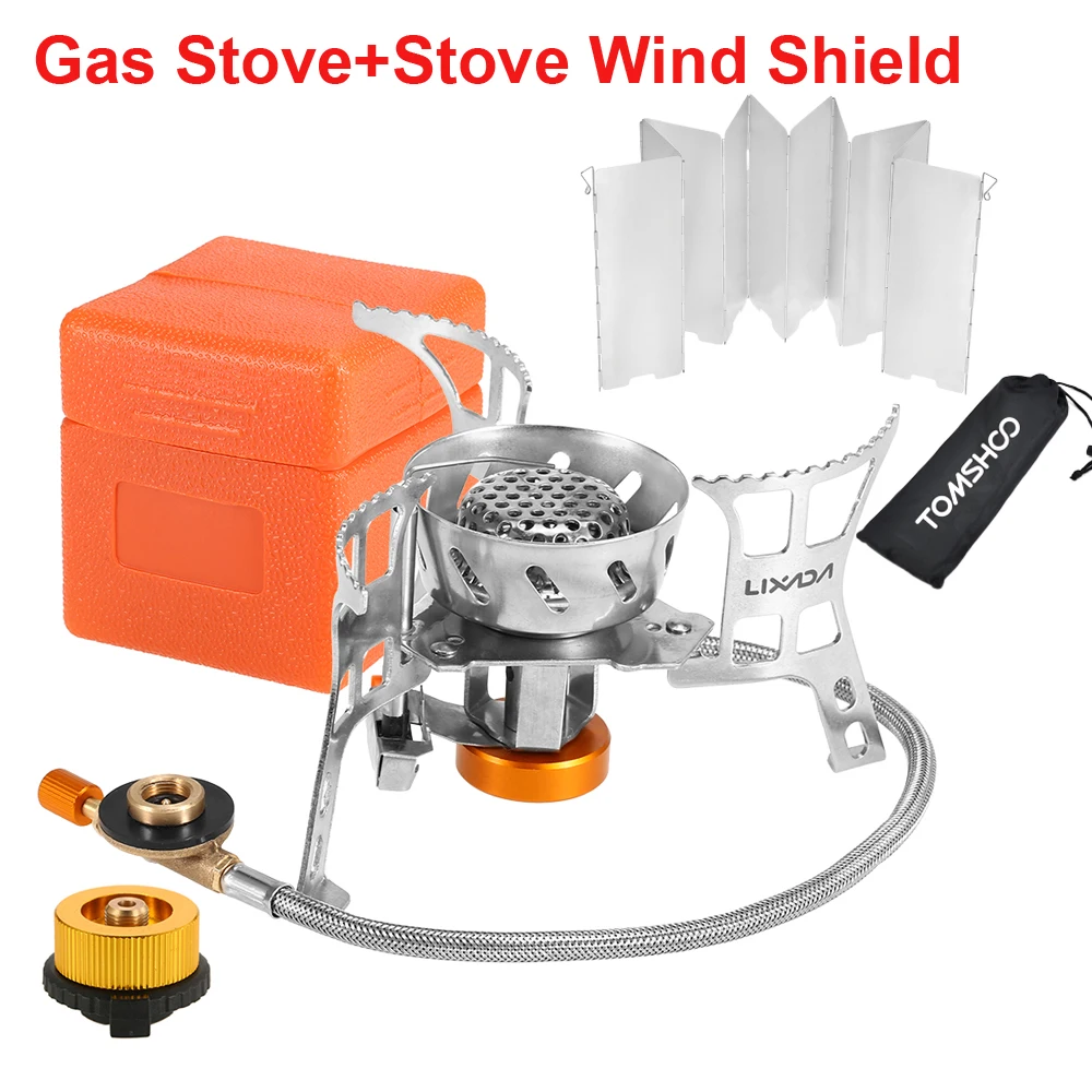 

Portable Windproof Camping Gas Stove Outdoor Cooking Stove Stove Wind Shield Foldable Split Burner Gas Conversion Head Adapter