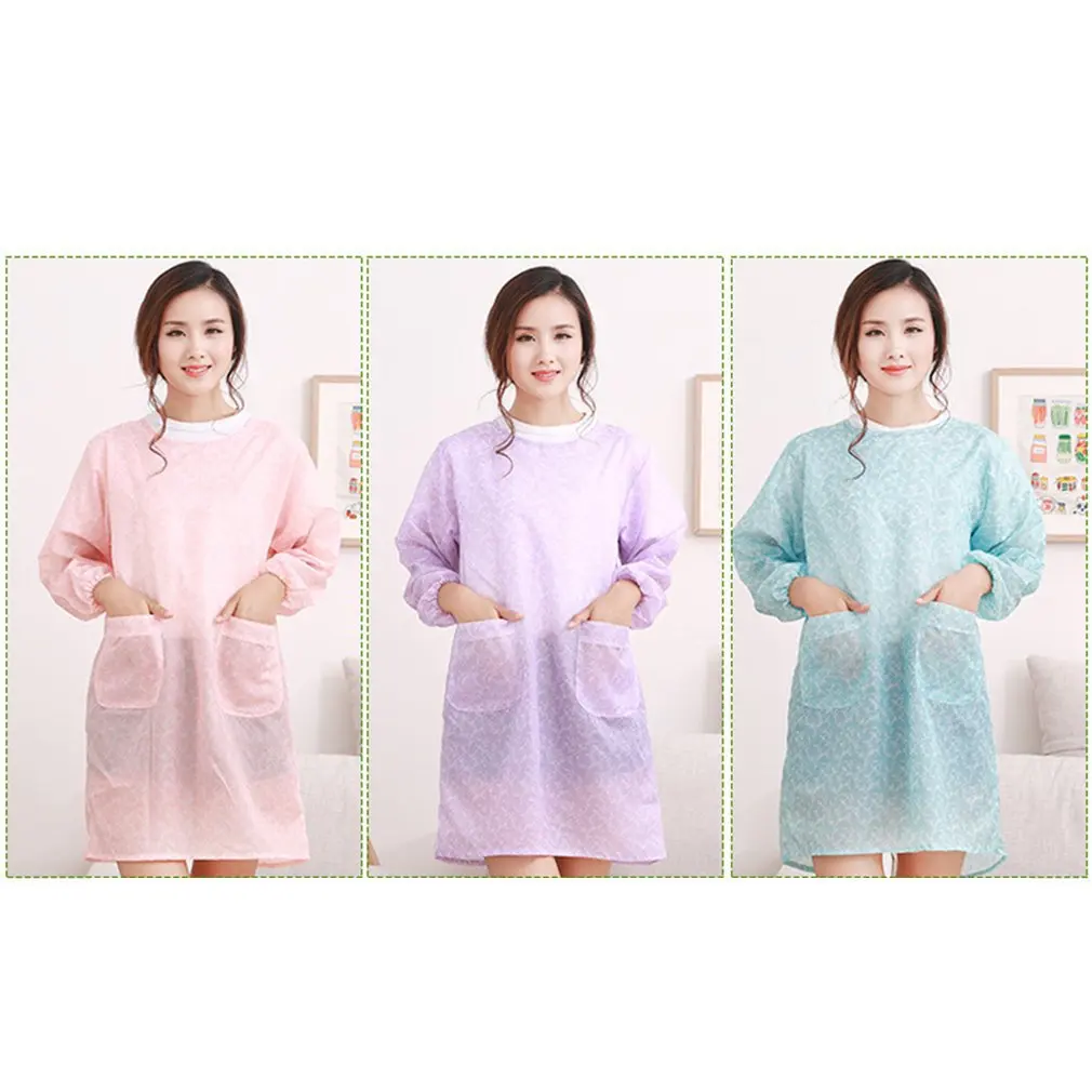 Waterproof Apron Fashion Home Kitchen Long-Sleeved Adult Smock Unisex Anti-Wear Oil Overalls