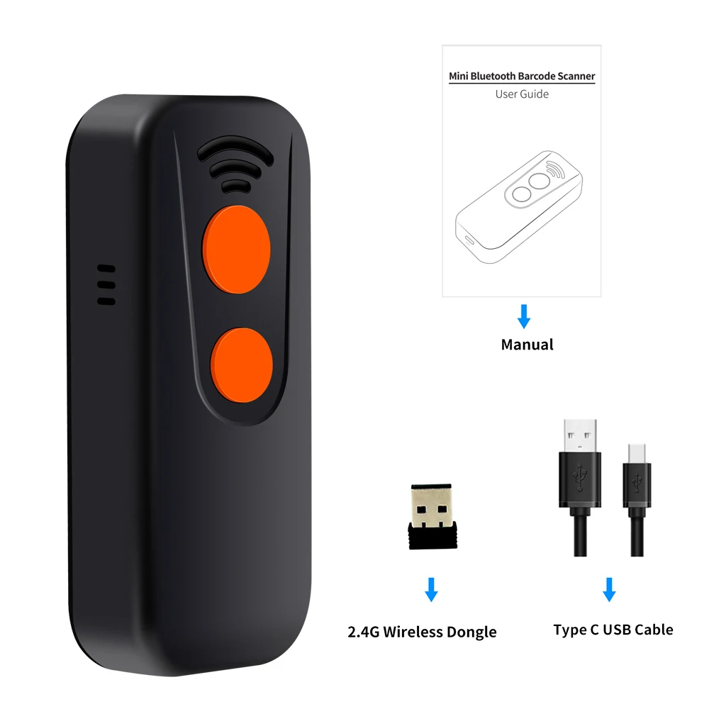 1D 2D беспроводной Bluetooth сканер штрих-кода Bluetooth QR Reader, 16M памяти, 1800MA. H литий-ионный аккумулятор(серия MJ-X7
