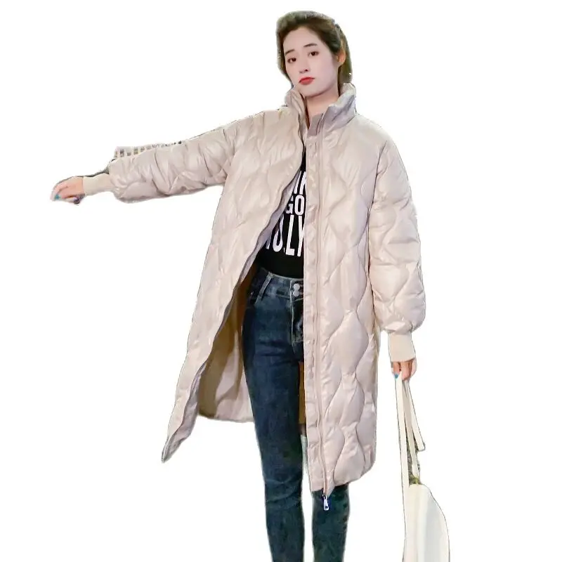 Women's Down Jacket Parka Female Bright Glow Winter Cotton Quilted Coats Space metallic luster long Ladies Clothes