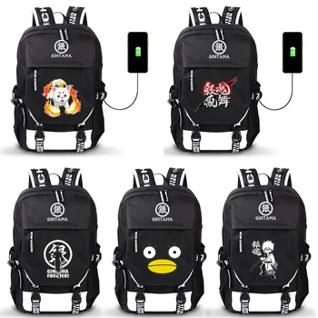 

Gintama Sakata Gintoki Elizabeth USB Port Backpack Boy Girls Men Women Bag Travel School Bag Teenager Laptop Book Bag Mochila