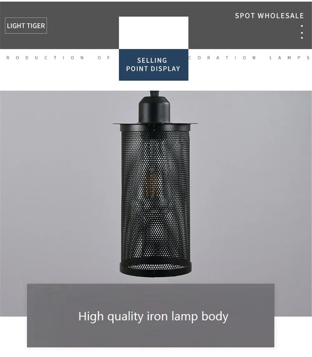 Retro Industrial LED Pendant Lamp Loft Decor Edison Vintage Single Head Hanging Light Dining Room Black Iron Home Lighting (16)