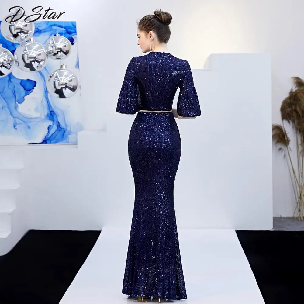 Robe De Soiree сексуальные рукава Русалка Платья для вечеринок с блестками vestido de festa robe longue Макси платья