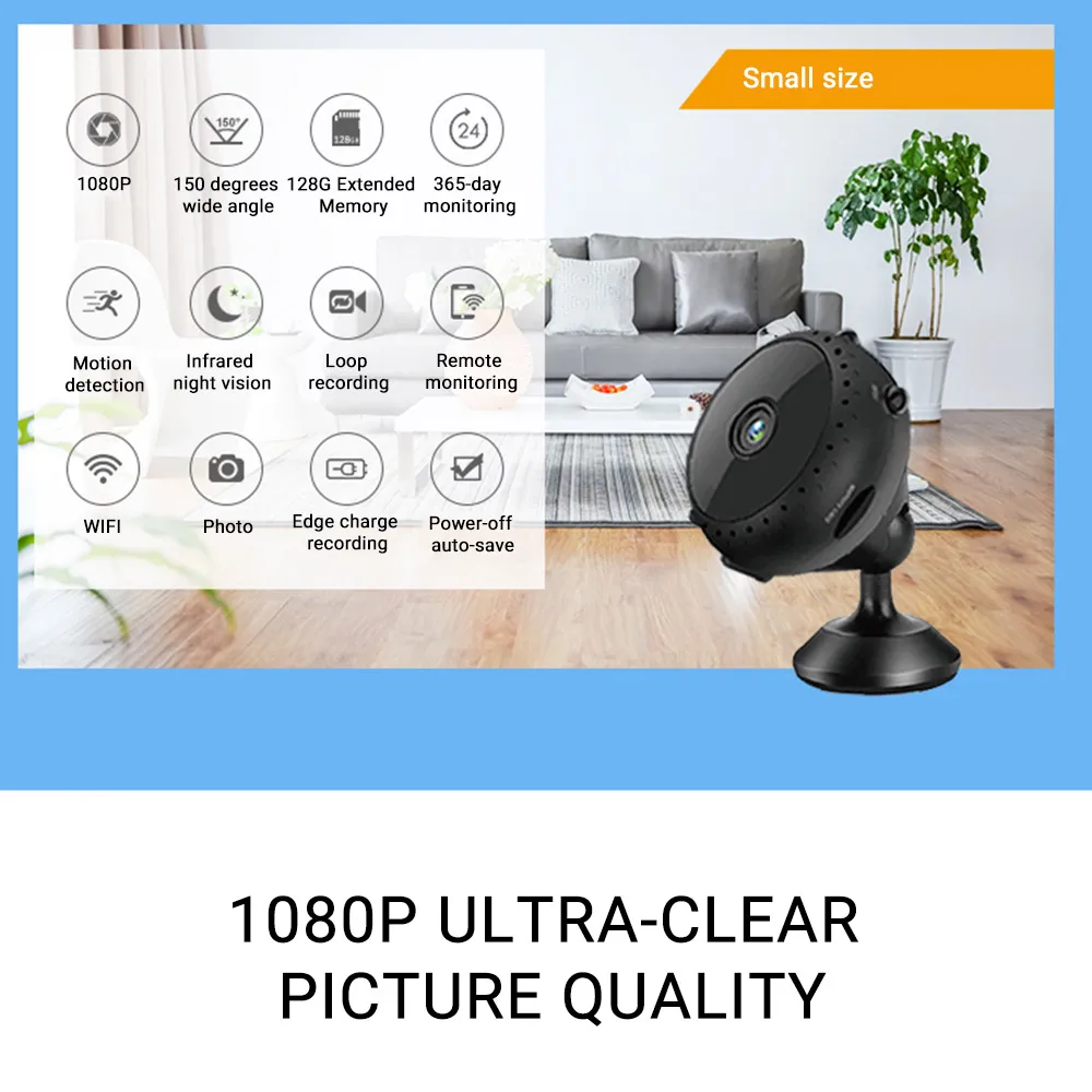Домашняя безопасность мини WIFI 1080P Беспроводная p2p камера Маленькая CCTV наблюдения