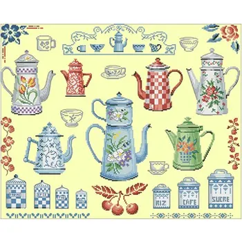 

teapot patterns Counted Cross Stitch 11CT 14CT 18CT DIY Chinese Cross Stitch Kits Embroidery Needlework Sets