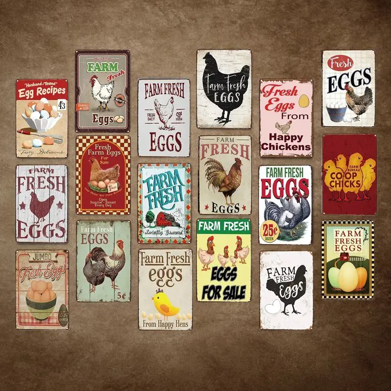 

FARM FRESH EGGS FOR SALE Art Retro Plaque Metal Tin Signs Cafe Bar Pub Signboard Wall Decor Vintage Nostalgia Plates