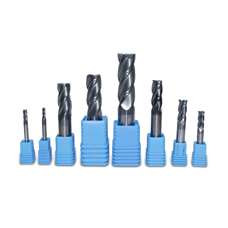8-Piece, Straight Shank End Mill, Three-Blade High-Speed Steel, Tungsten Steel Four-Blade