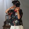 Women Loose Ramie Printed Shirts Tops Ladies Vintage Print Ramie Blouse Female Ramie Tops Shirt 2020 Summer 1