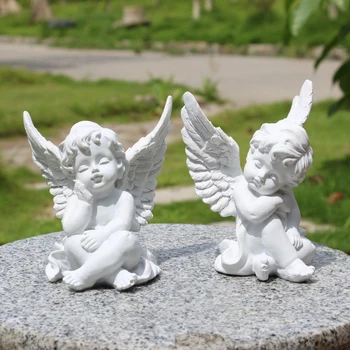 

European Resin White Gold Cute Cupid Angel Decoration Crafts Creative Desktop Ornament Christmas Wedding Gifts Statue Figurines