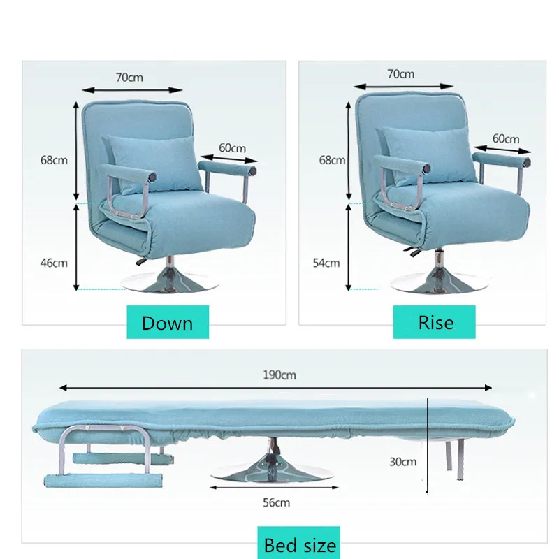 Multifunction Rotating Sofa Bed Home Furniture For Live Room Fold Sofas Computer Chair Soft Rise Down Armchair muebles