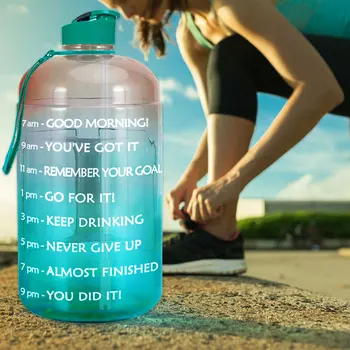 

1 Gallon Motivational Water Bottle with Time Marker BPA Free Jug with Handle Reusable Workout Gym Fitness Bottle with Straw