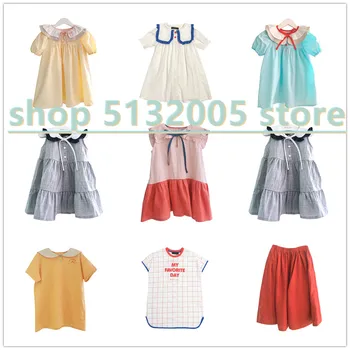 

Pre-sale 2020 Girls Cute Doll Collar Dress RJ Same Girl Navy Collar Color Matching Bubble Sleeve Children Dress