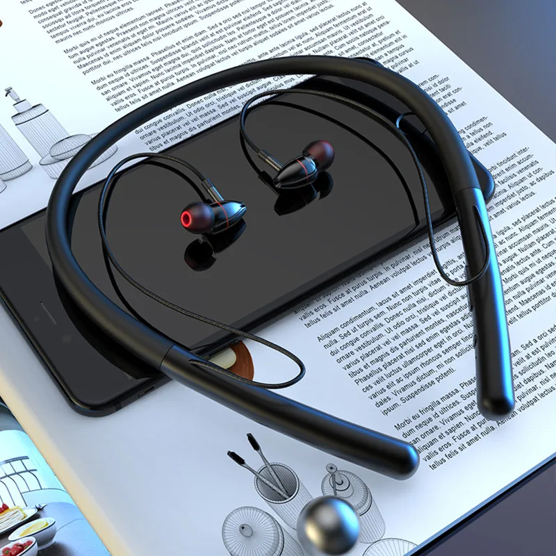 Nwe In ear Wireless Bluetooth 5 0 Earphone Sport Waterproof Neck Hanging Type Stereo With Mic Noise reduction Earpiece