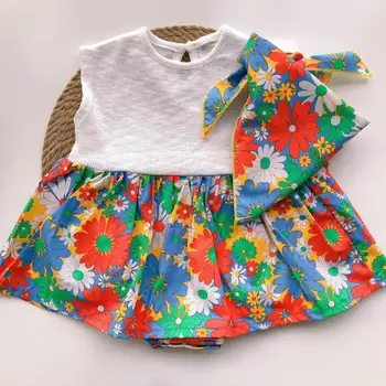 

Baby Girl Dress Jumpersuit Summer Girls Princess Dress Romper Toddler Girls Dress Cotton Flower Print Dresses Outfit