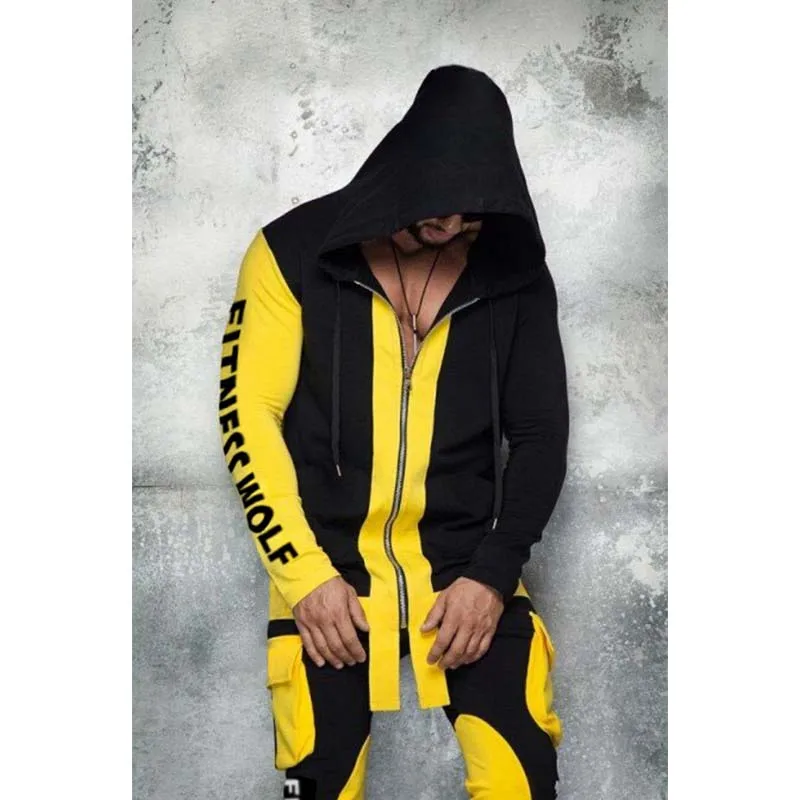 2019 new European and American sports casual suit for men monochromatic pants hooded zipper jacket Mextonmen 3