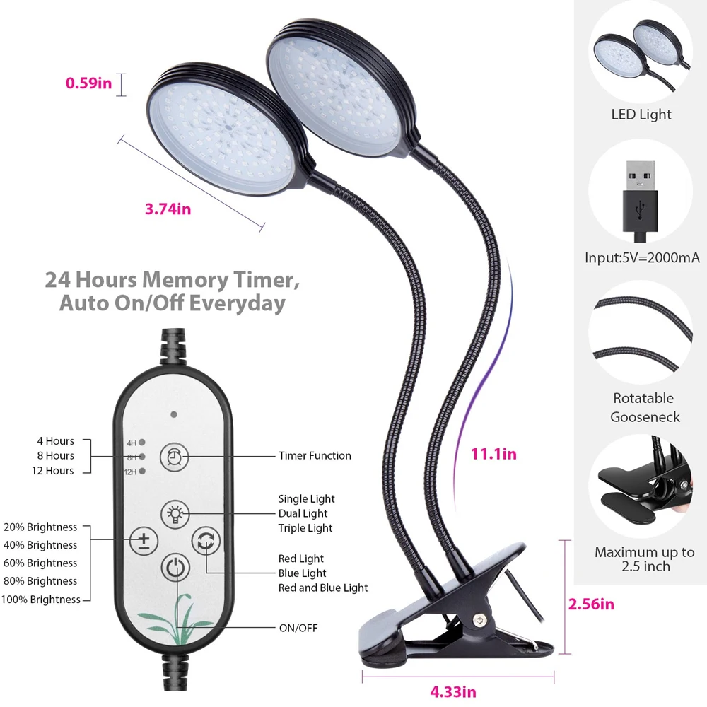 LED Grow Lights Full Spectrum Led Phyto Lamp Hydroponics Light USB Desktop Plant Growth Lighting For Indoor Flowers Phyto Lamp 3