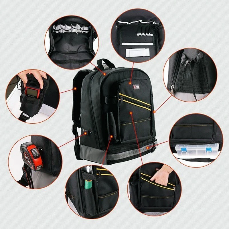 Realmote Multifunction Waterproof Backpack Tool Work Storage Bag Electrician Carpenter Instrument Cases With Handbag Toolkit