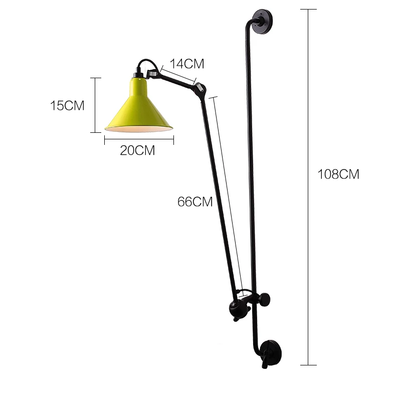 Винтажный Длинный настенный светильник Современный осветительный прибор вращающийся настенный светильник для спальни/Кабинета светодиодный настенный светильник - Цвет абажура: B design  yellow