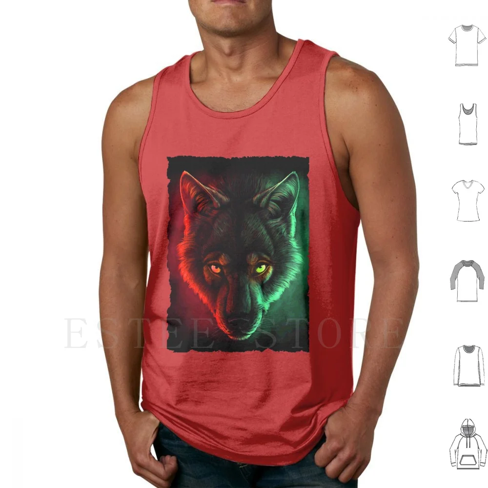 

Wolf Aurora Tank Tops Vest Sleeveless Wolf Wild Aurora Animal Beast Monster Hunter